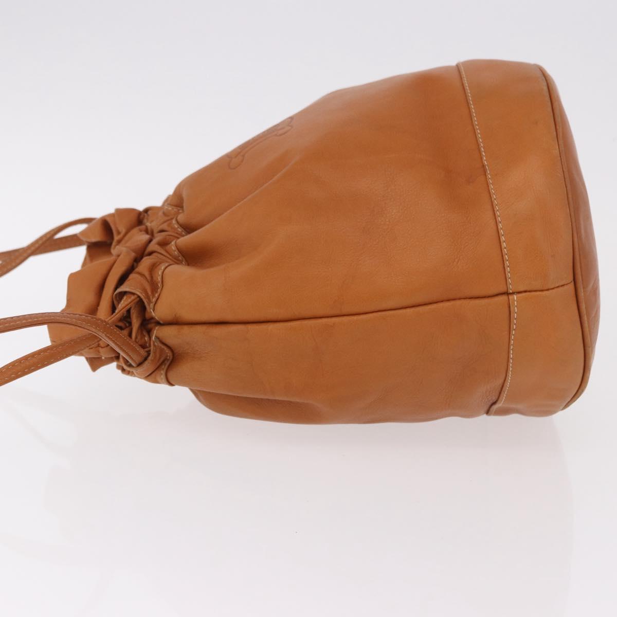 CELINE Triomphe Drawstring Bag Leather Brown Auth 190563