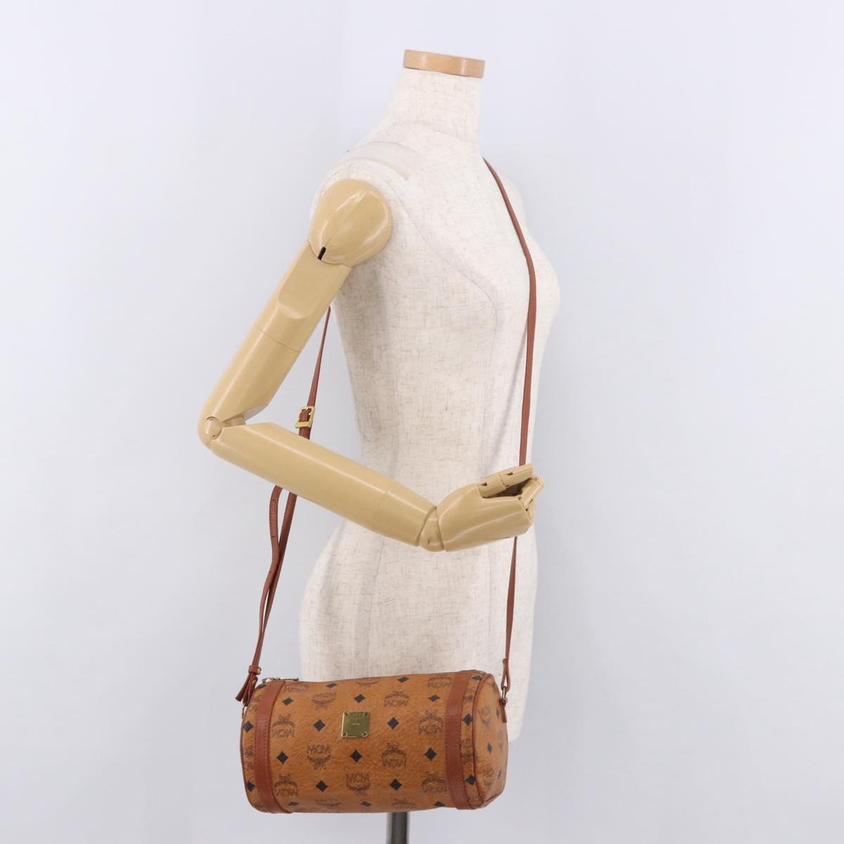 MCM Vicetos Logogram Shoulder Bag PVC Leather Brown Gold Auth 190564