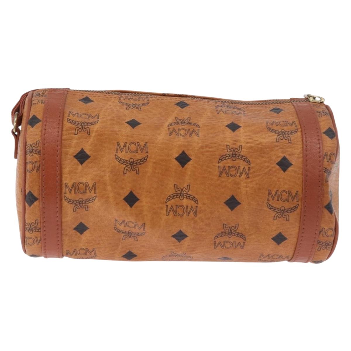 MCM Vicetos Logogram Shoulder Bag PVC Leather Brown Gold Auth 190564
