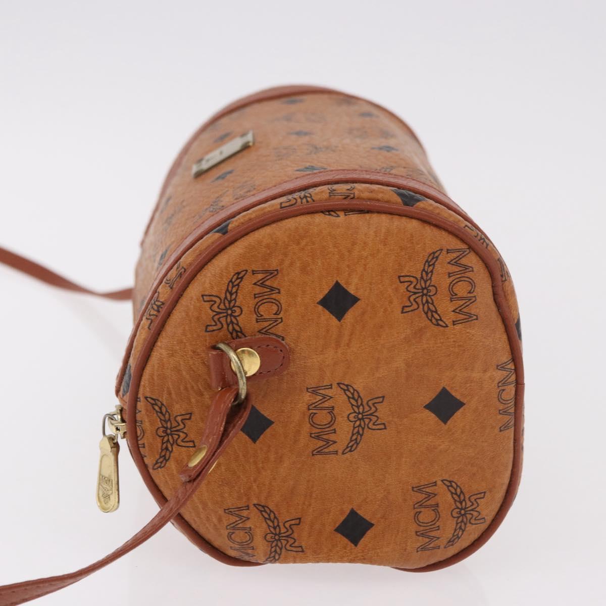 MCM Vicetos Logogram Shoulder Bag PVC Leather Brown Gold Auth 190564