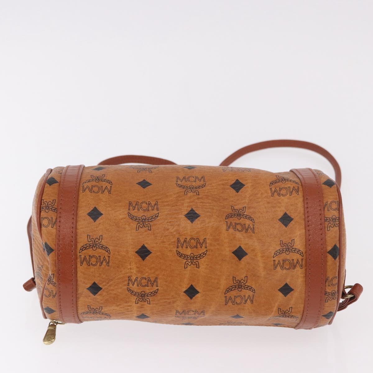 MCM Vicetos Logogram Shoulder Bag PVC Leather Brown Gold Auth 190564