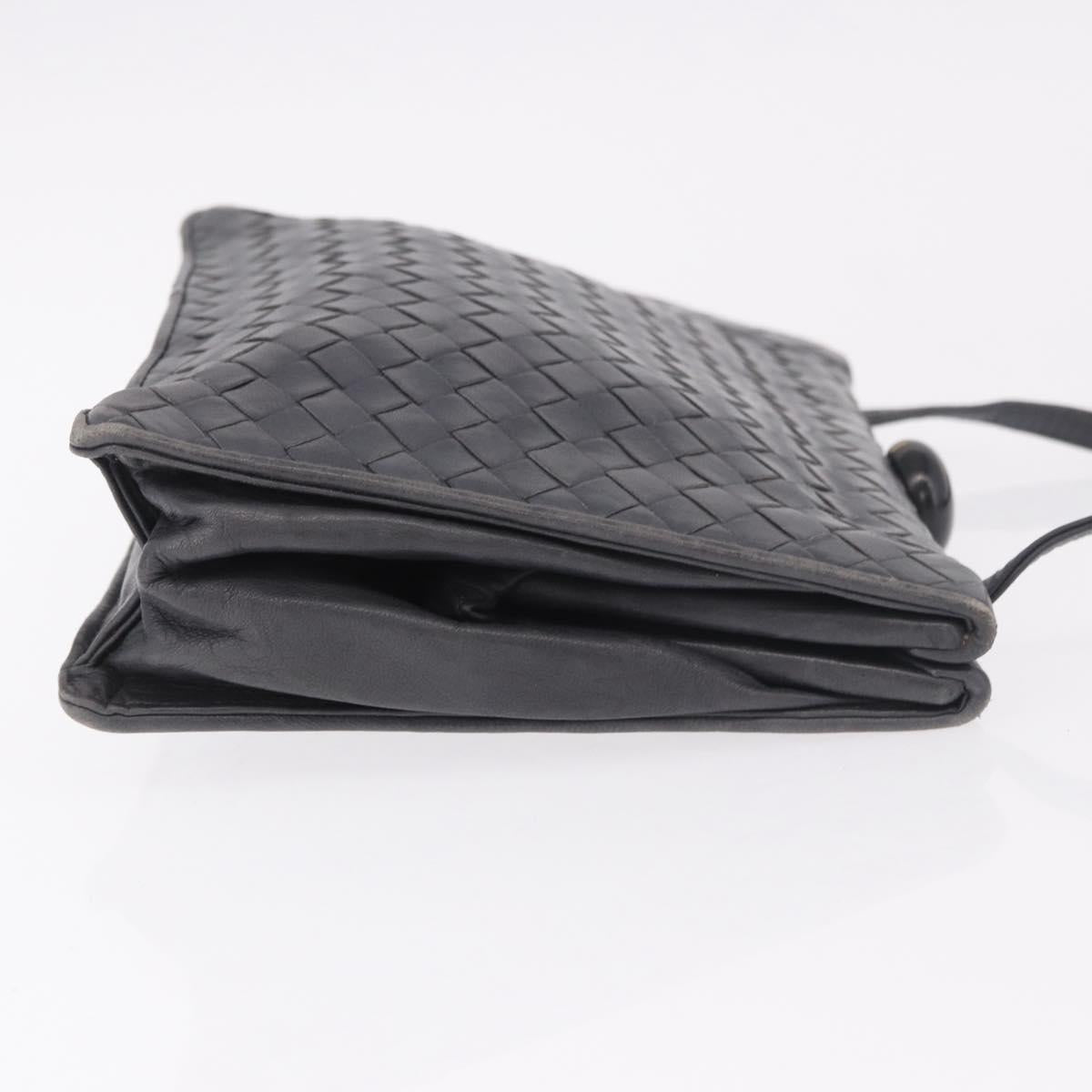 BOTTEGA VENETA INTRECCIATO Shoulder Bag Leather Gray Auth 190565