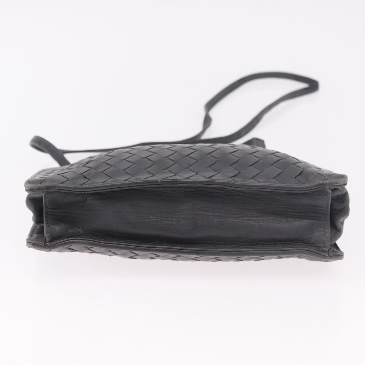 BOTTEGA VENETA INTRECCIATO Shoulder Bag Leather Gray Auth 190565