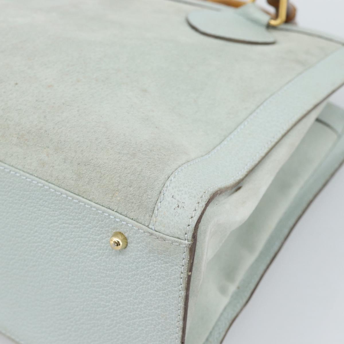 GUCCI Bamboo Hand Bag Suede Gray Gold 002 1186 Auth 190566
