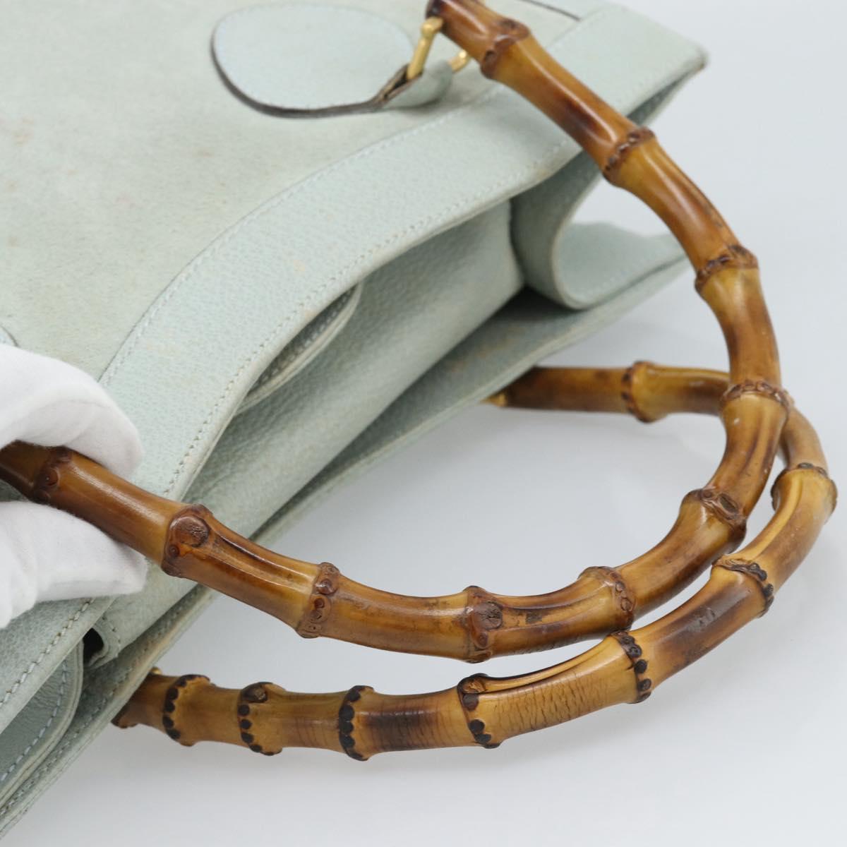 GUCCI Bamboo Hand Bag Suede Gray Gold 002 1186 Auth 190566