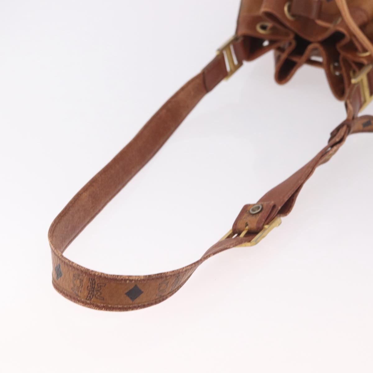 MCM Vicetos Logogram Shoulder Bag PVC Brown Gold Auth 190567