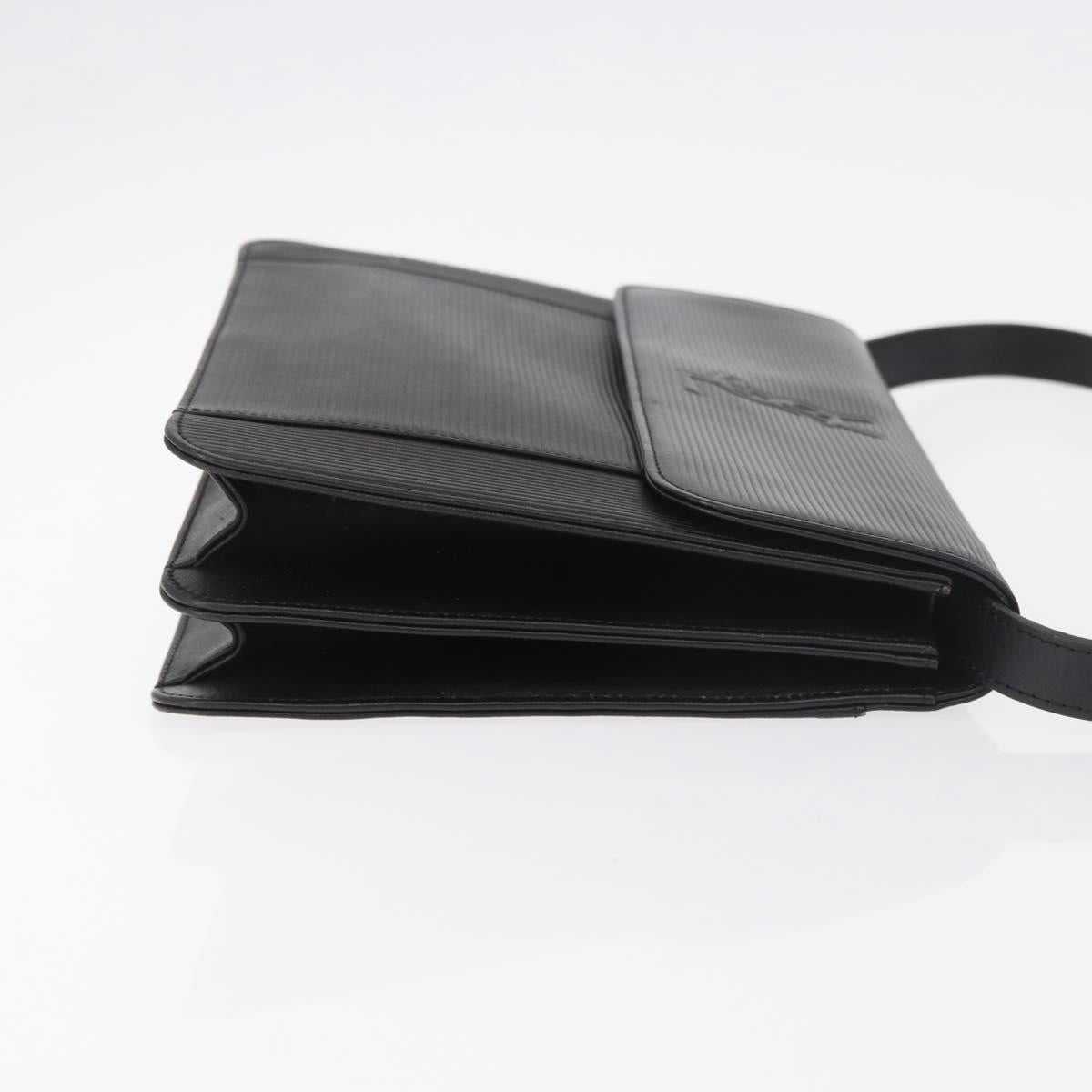 SAINT LAURENT Shoulder Bag Leather Black Gold Auth 190568