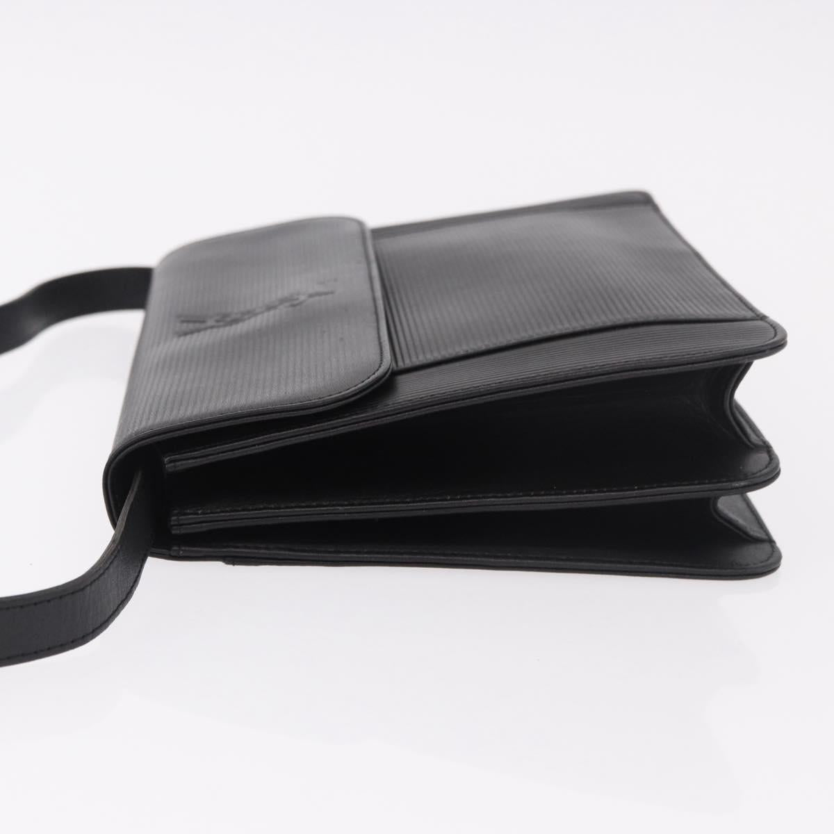 SAINT LAURENT Shoulder Bag Leather Black Gold Auth 190568