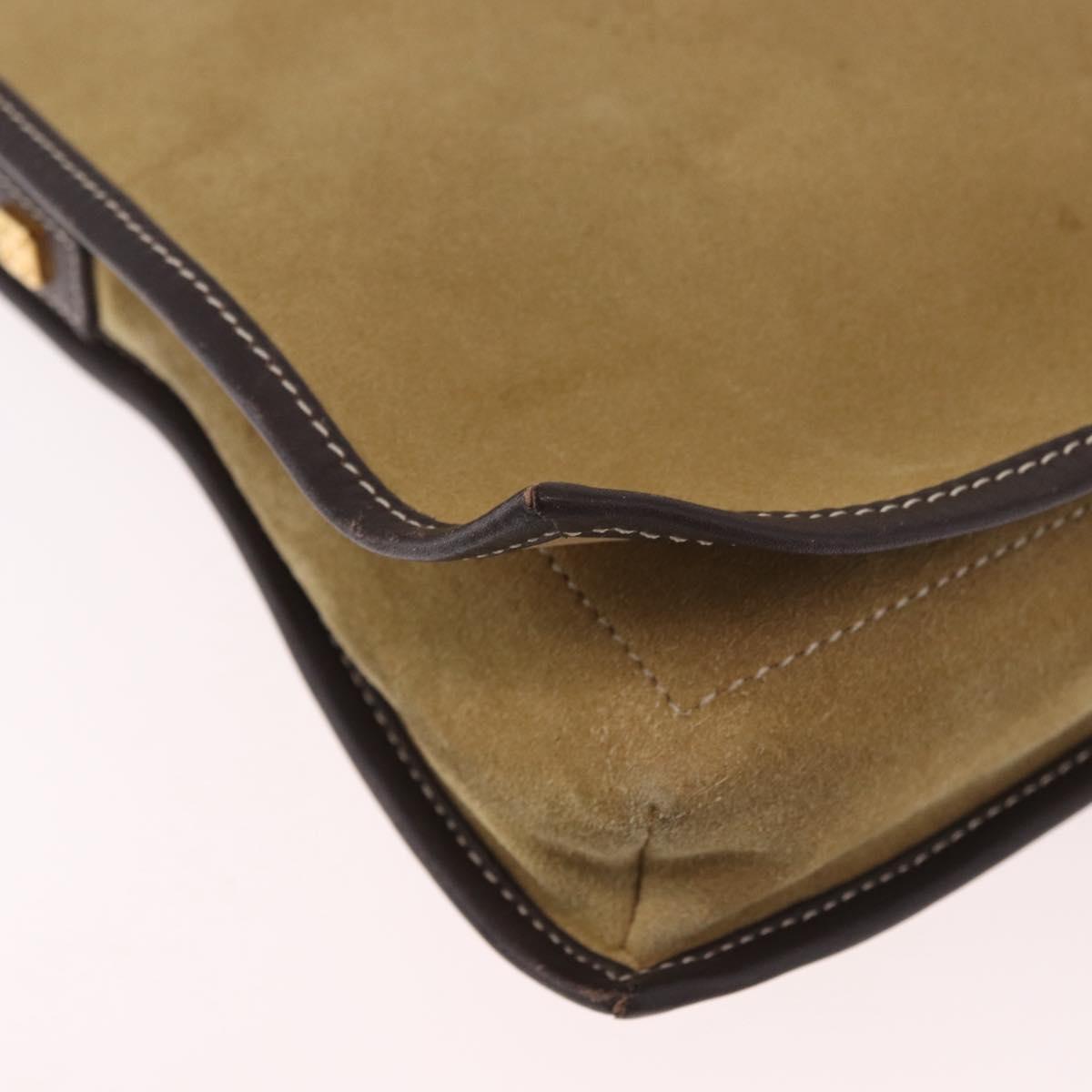 LOEWE Anagram Shoulder Bag Suede Beige Gold Auth 190571