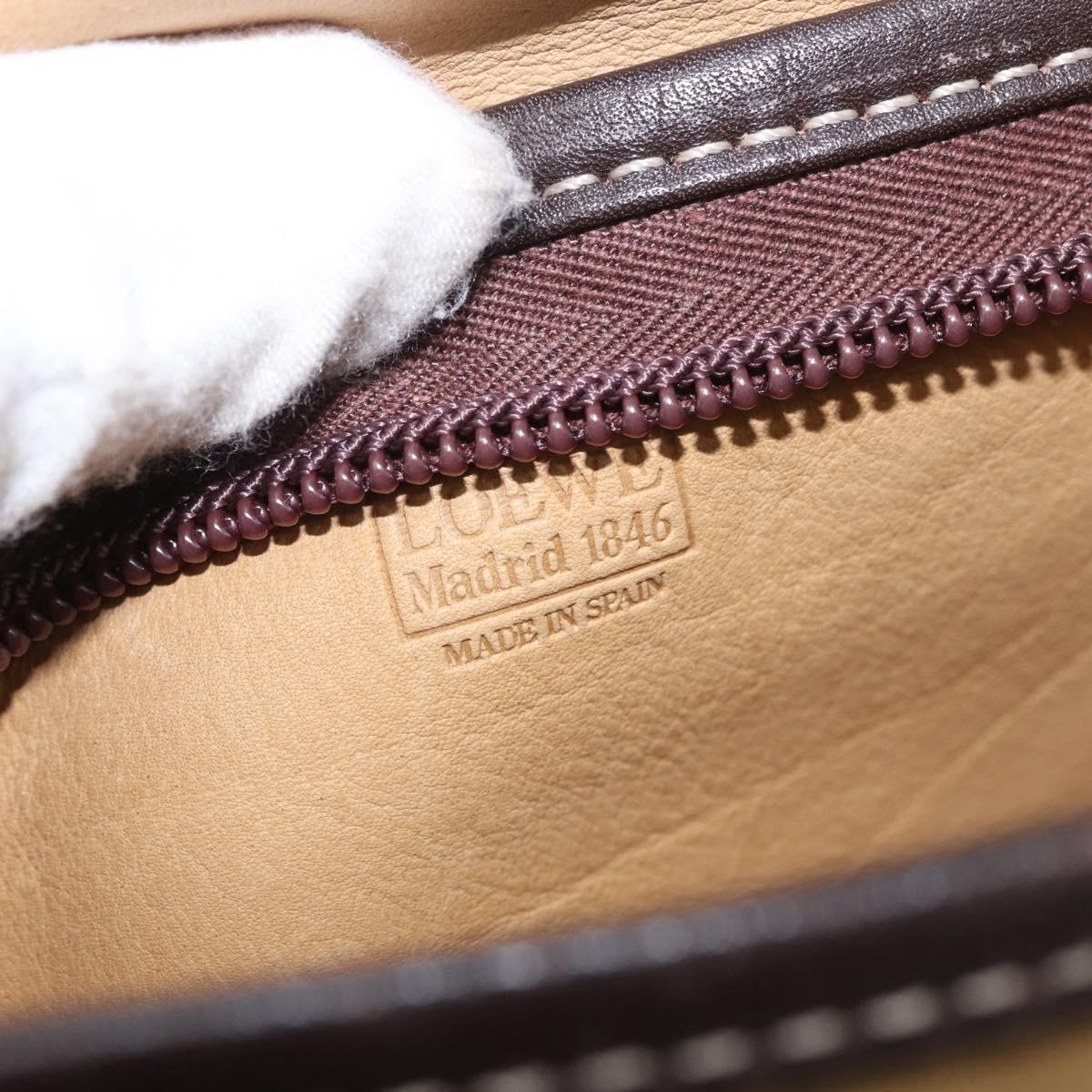LOEWE Anagram Shoulder Bag Suede Beige Gold Auth 190571