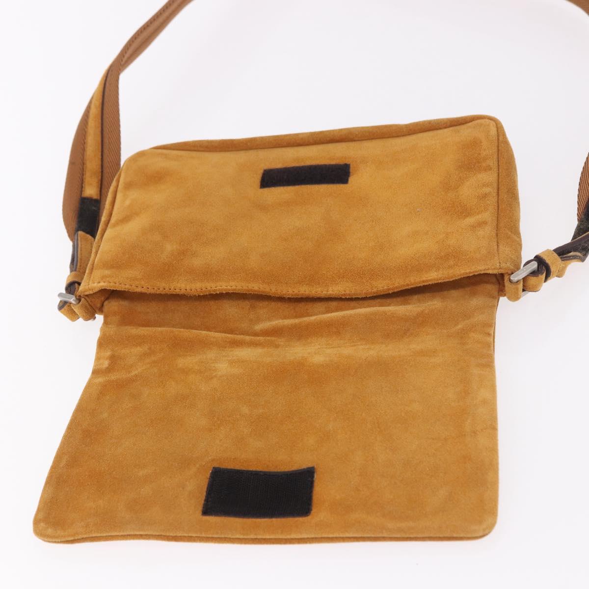 PRADA Shoulder Bag Suede Beige Silver Auth 190573