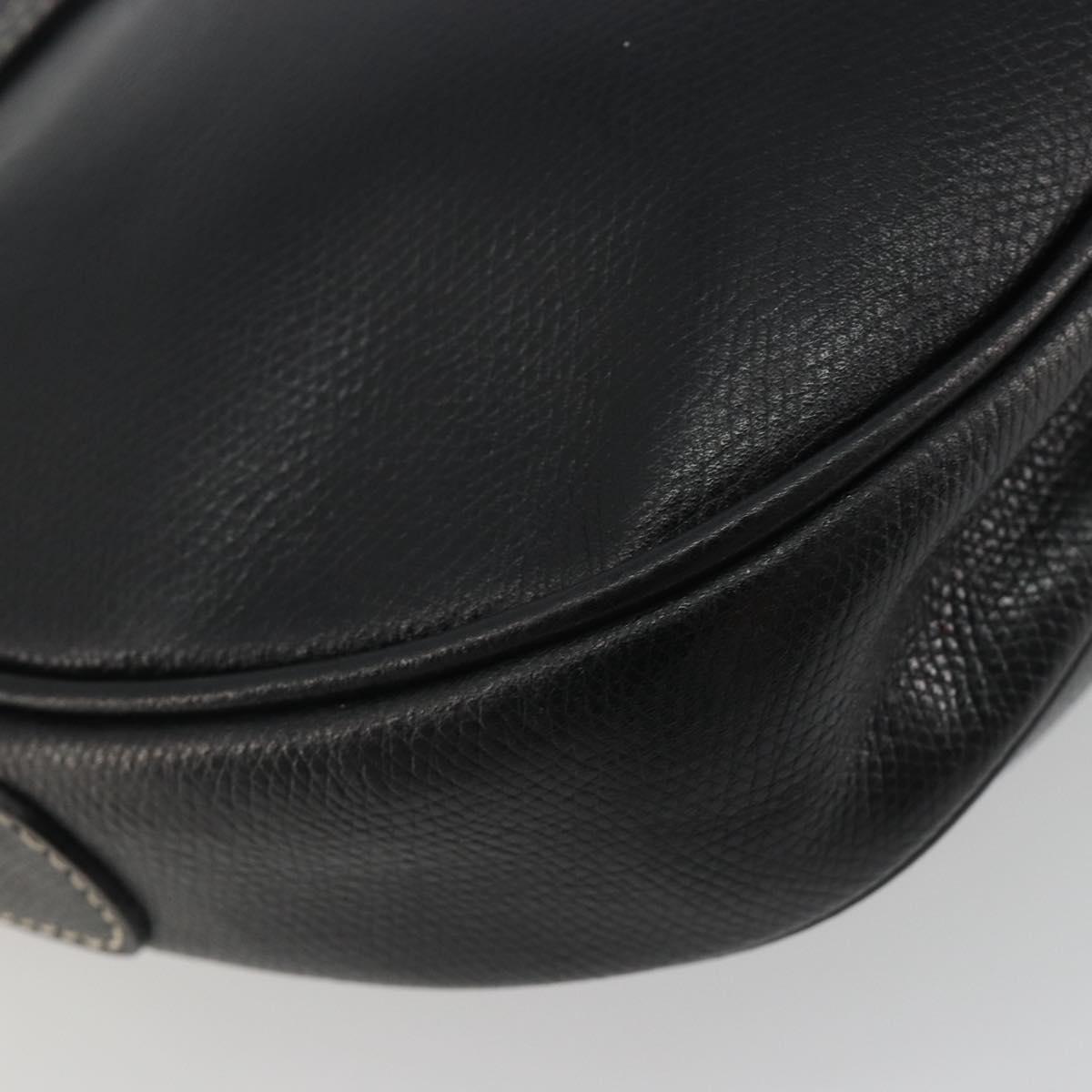 LOEWE Anagram Shoulder Bag Leather Black Gold Auth 190574