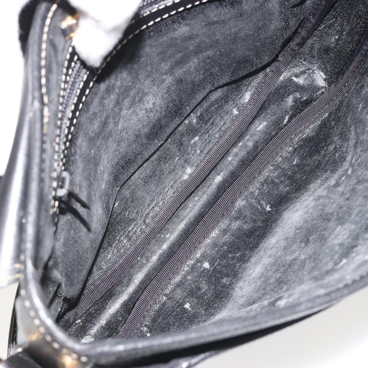 LOEWE Anagram Shoulder Bag Leather Black Gold Auth 190574