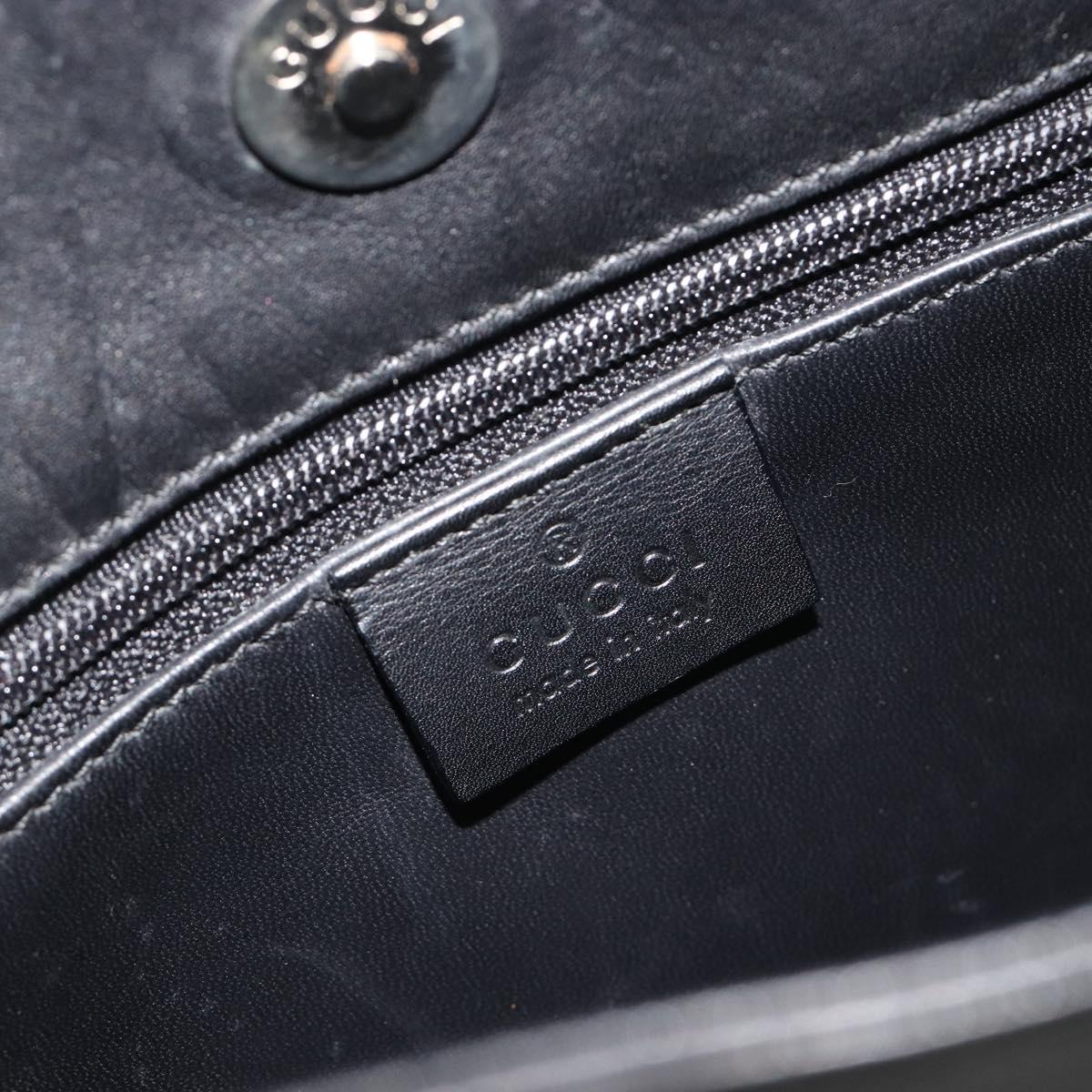 GUCCI Shoulder Bag Leather Black Silver 001 3162 Auth 190579