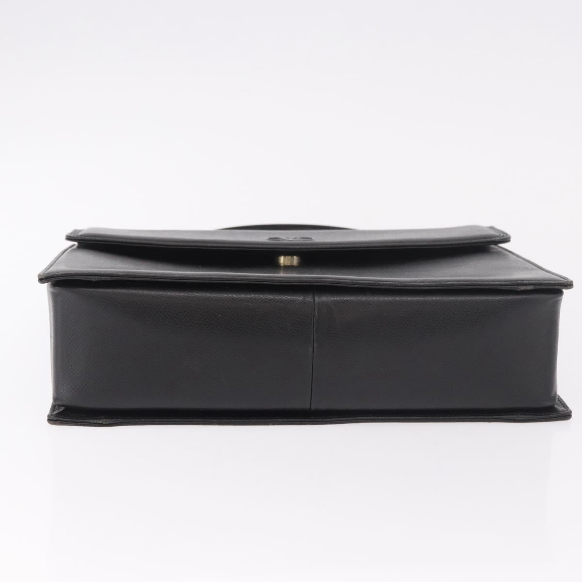 VALENTINO Hand Bag Leather Black Gold Auth 190581