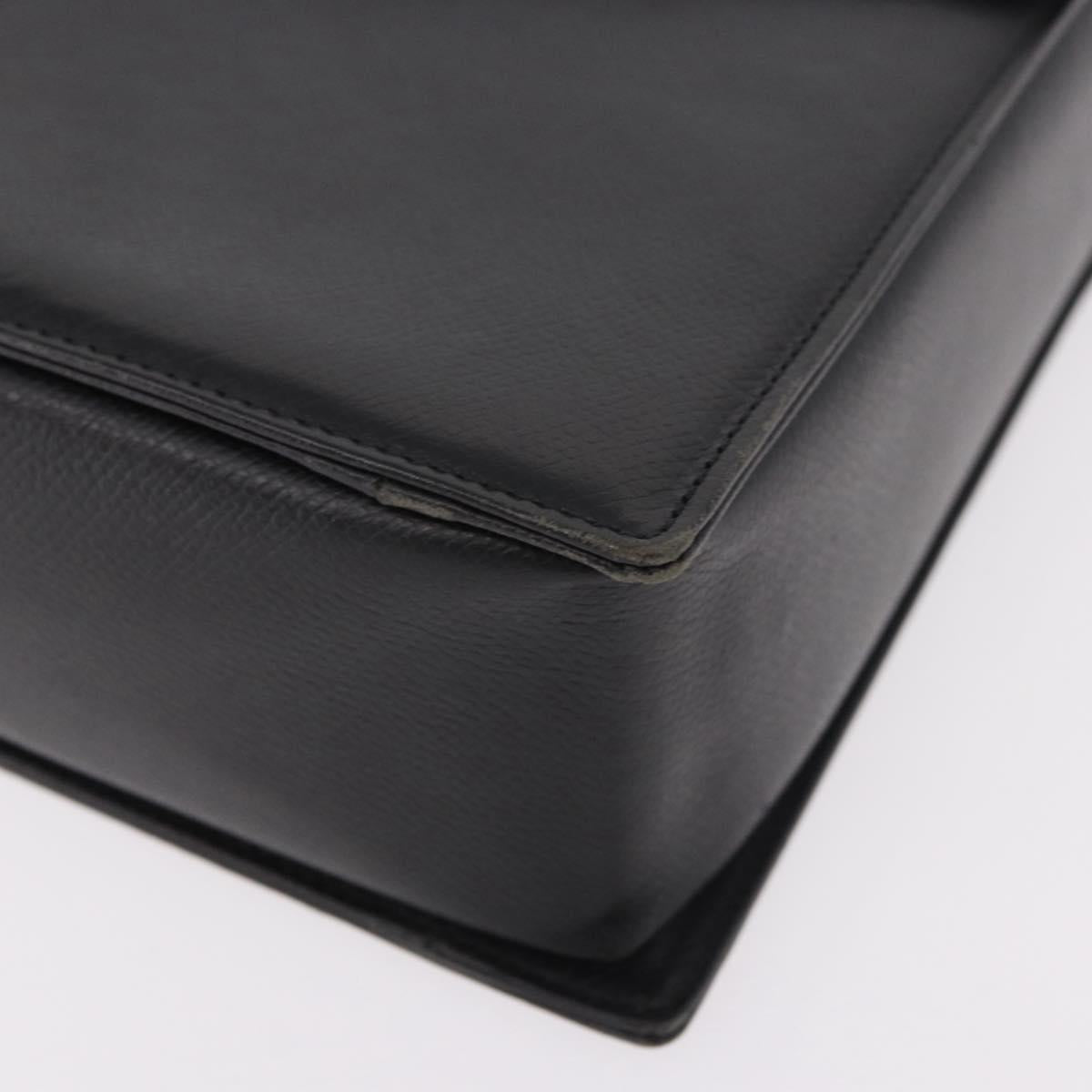 VALENTINO Hand Bag Leather Black Gold Auth 190581