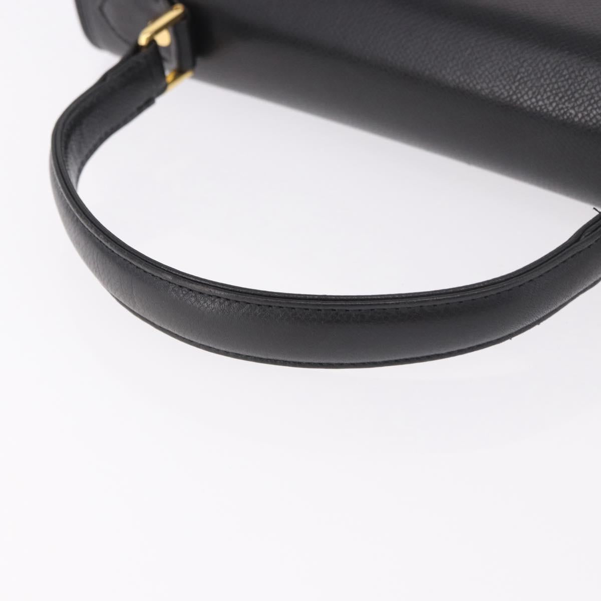 VALENTINO Hand Bag Leather Black Gold Auth 190581