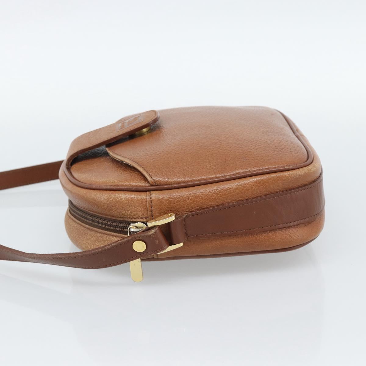 Burberrys Shoulder Bag Leather Brown Gold Auth 190582