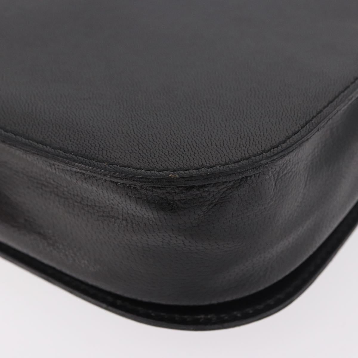 SAINT LAURENT Hand Bag Leather Black Gold Auth 190584