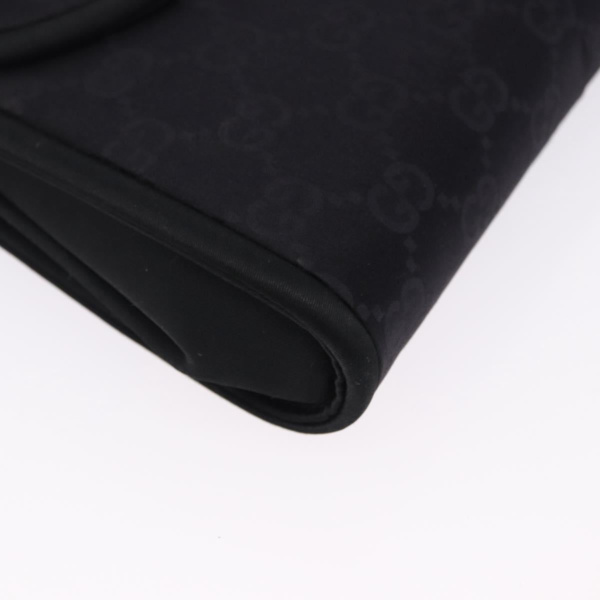 GUCCI GG Hand Bag Nylon Black Gold Auth 190585