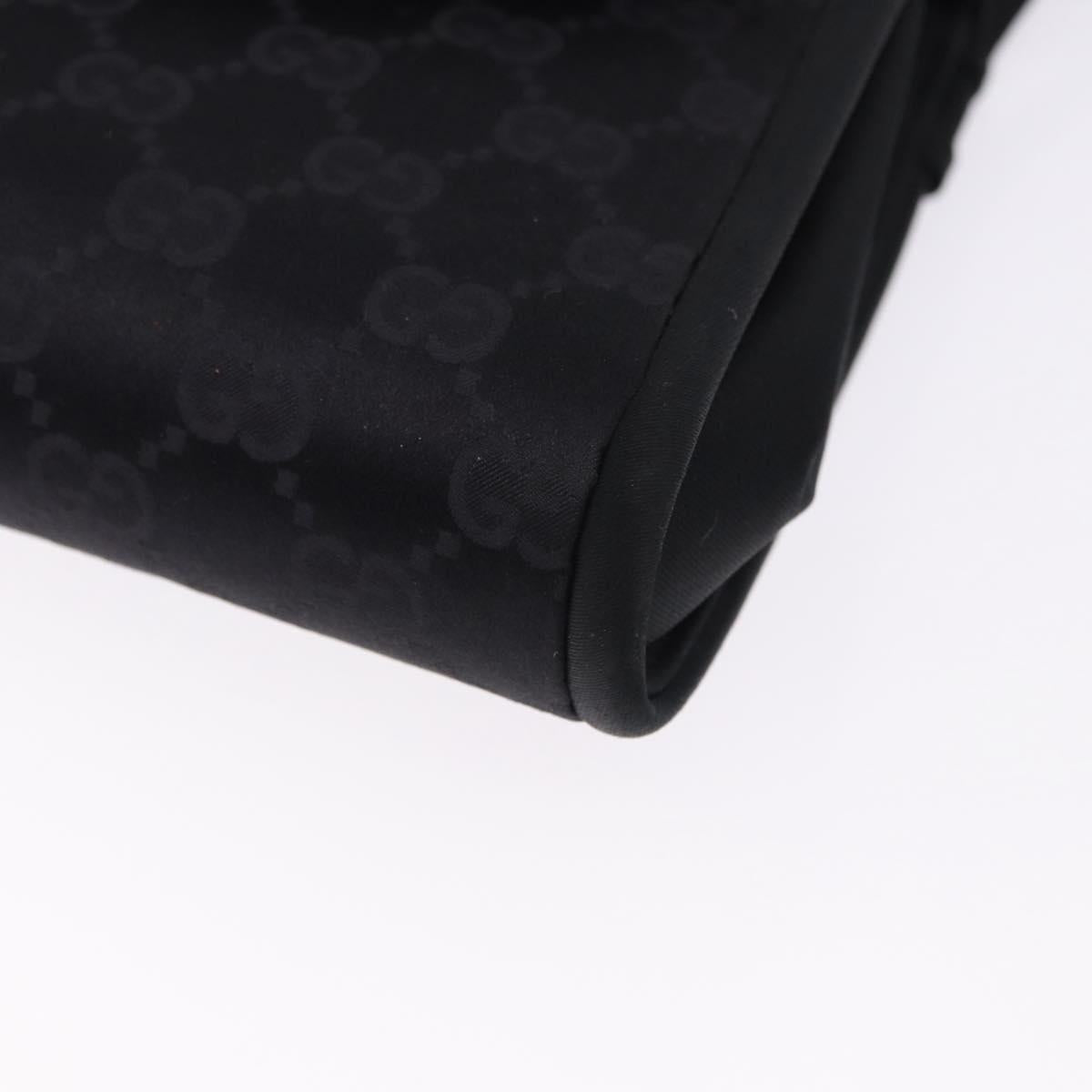 GUCCI GG Hand Bag Nylon Black Gold Auth 190585