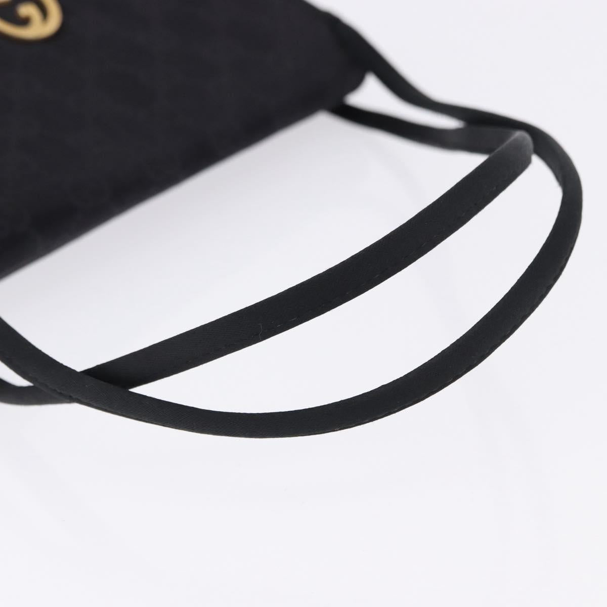 GUCCI GG Hand Bag Nylon Black Gold Auth 190585