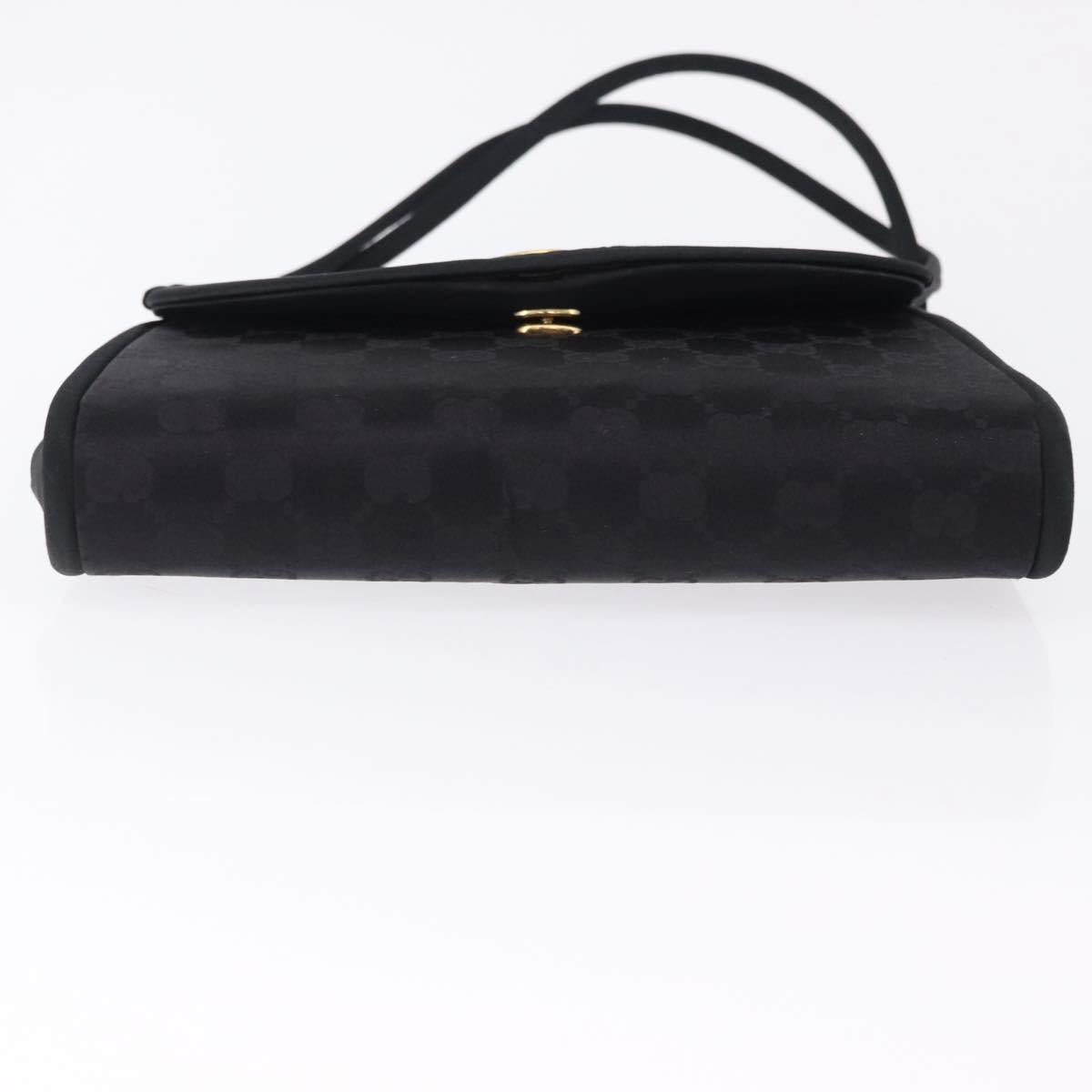 GUCCI GG Hand Bag Nylon Black Gold Auth 190585