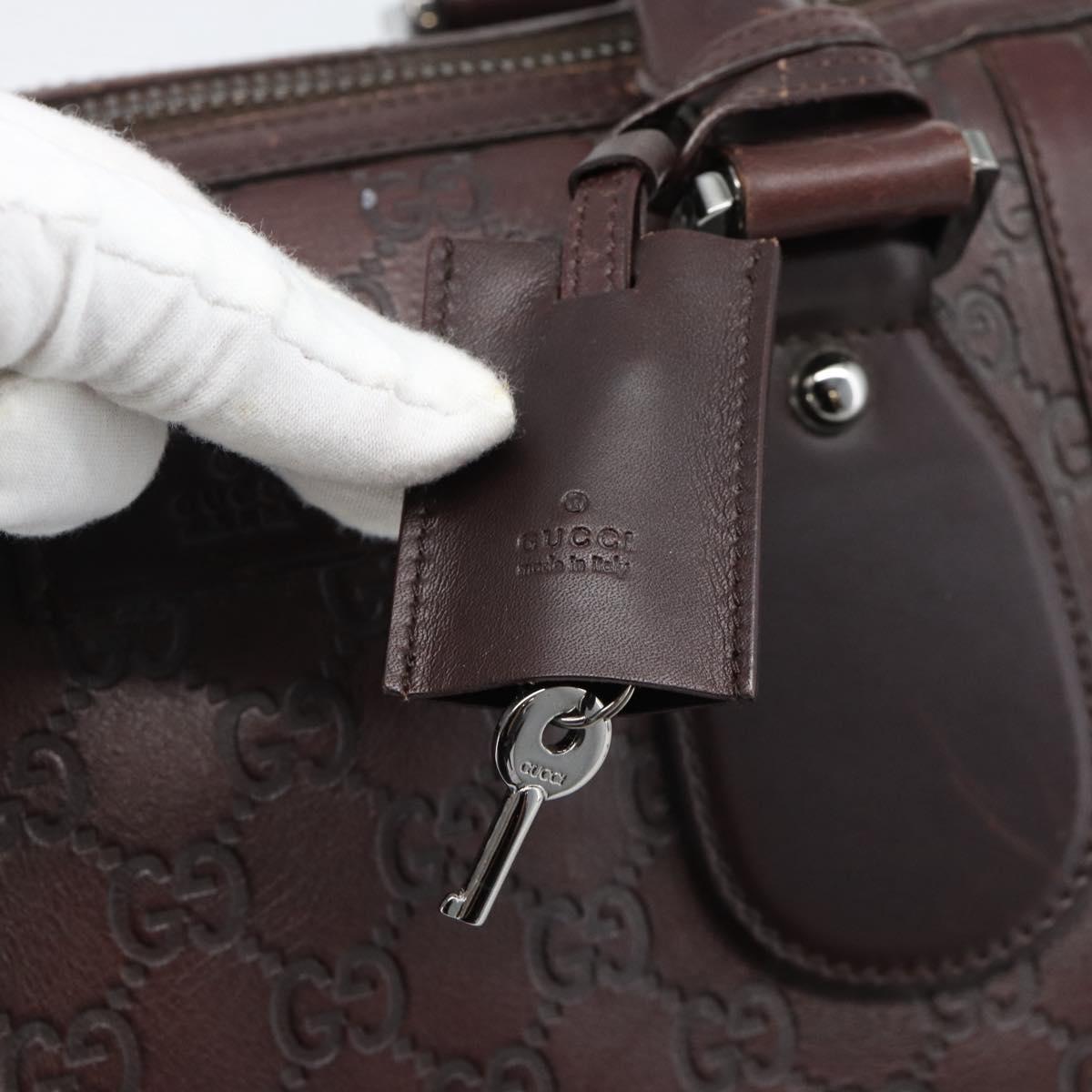 GUCCI Guccissima GG Canvas Boston Bag Leather Bordeaux Silver 146204 Auth 190589