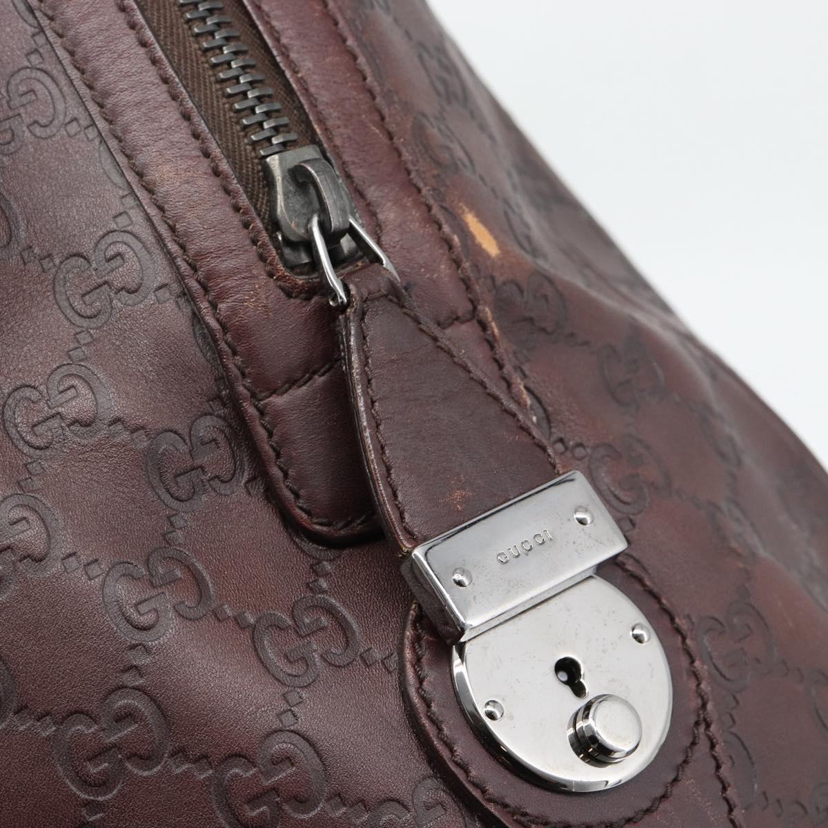 GUCCI Guccissima GG Canvas Boston Bag Leather Bordeaux Silver 146204 Auth 190589
