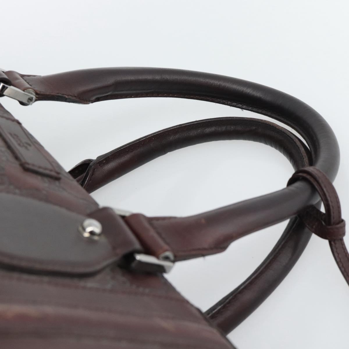 GUCCI Guccissima GG Canvas Boston Bag Leather Bordeaux Silver 146204 Auth 190589