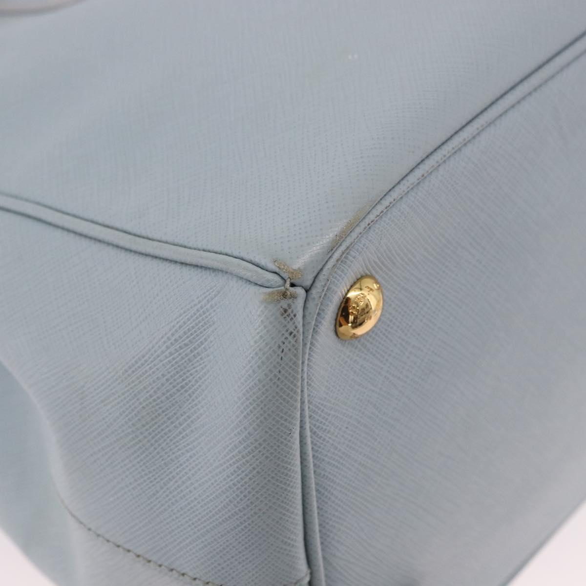 PRADA Hand Bag Saffiano 2way Light Blue Gold Auth 190596V
