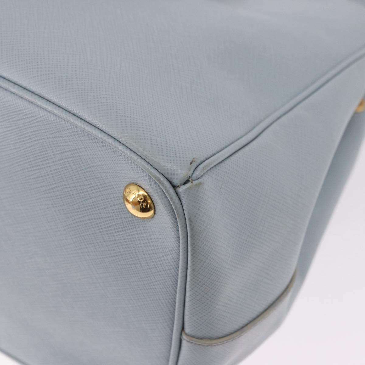 PRADA Hand Bag Saffiano 2way Light Blue Gold Auth 190596V