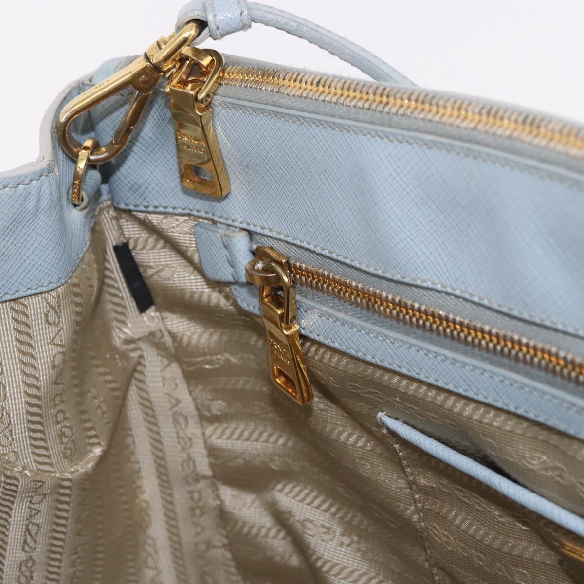 PRADA Hand Bag Saffiano 2way Light Blue Gold Auth 190596V