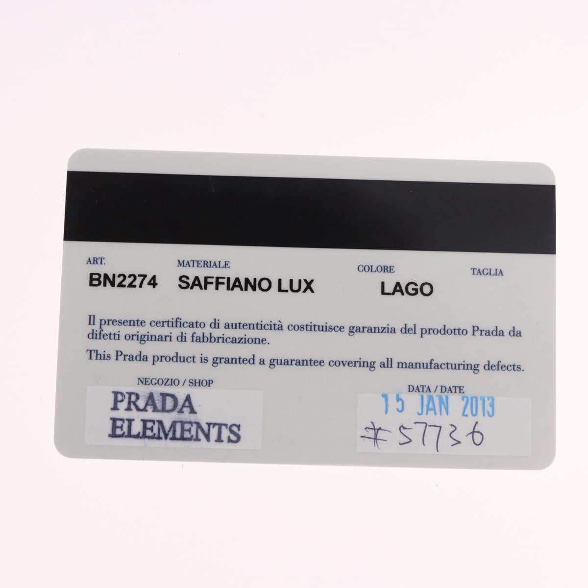 PRADA Hand Bag Saffiano 2way Light Blue Gold Auth 190596V