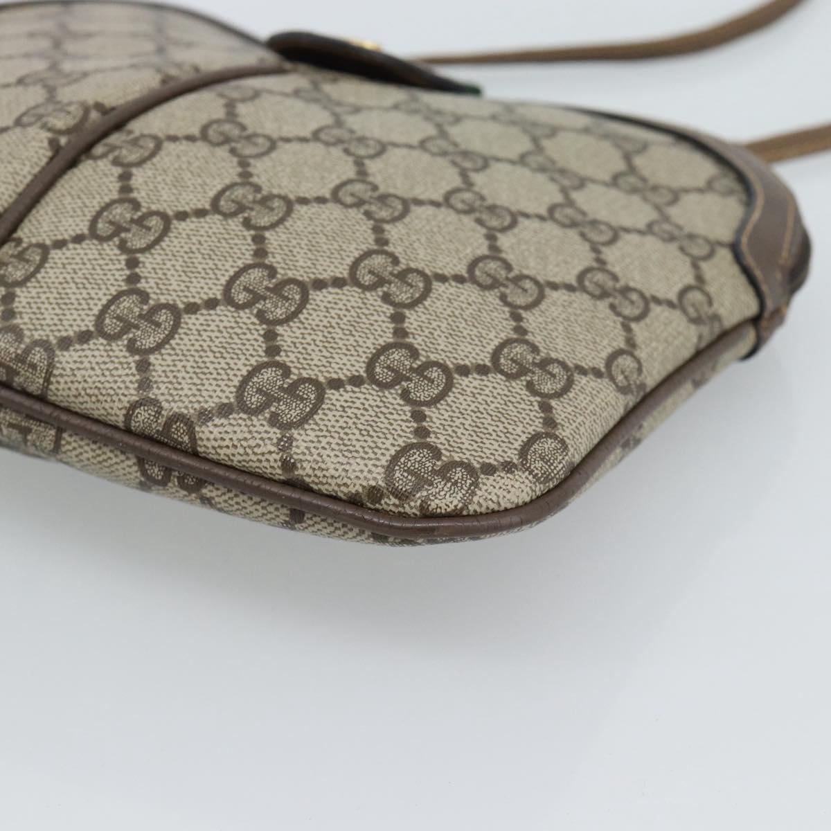 GUCCI GG Supreme Web Sherry Line Bag PVC Beige Gold 904 02 047 Auth 190600