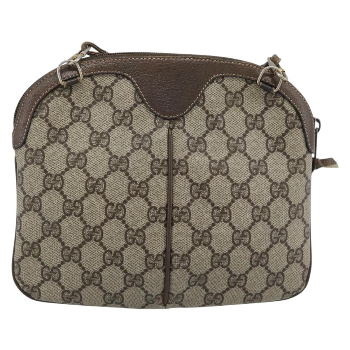 GUCCI GG Supreme Web Sherry Line Bag PVC Beige Gold 904 02 047 Auth 190600