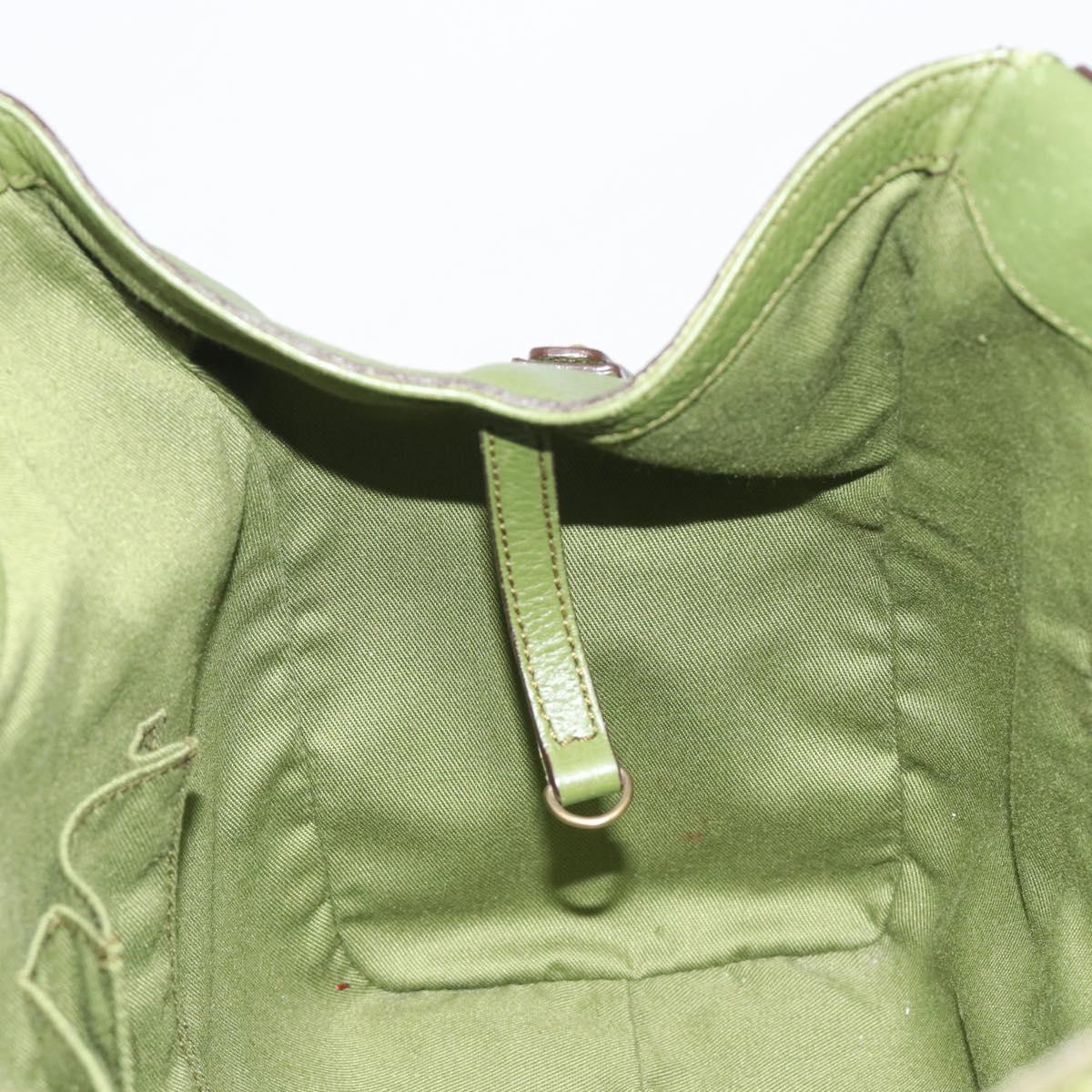 Salvatore Ferragamo Gancini Tote Bag Leather Green Gold Auth 190603A