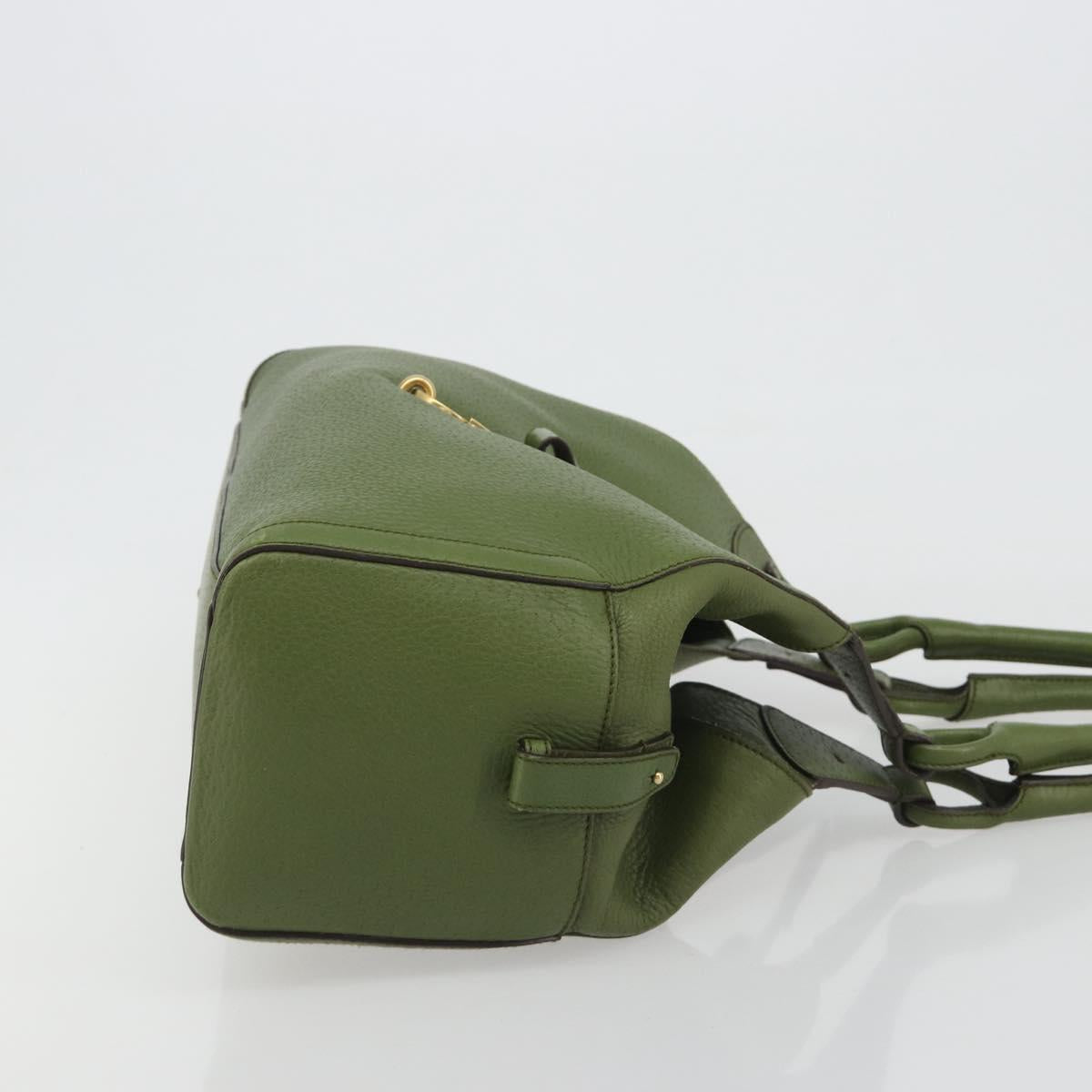 Salvatore Ferragamo Gancini Tote Bag Leather Green Gold Auth 190603A