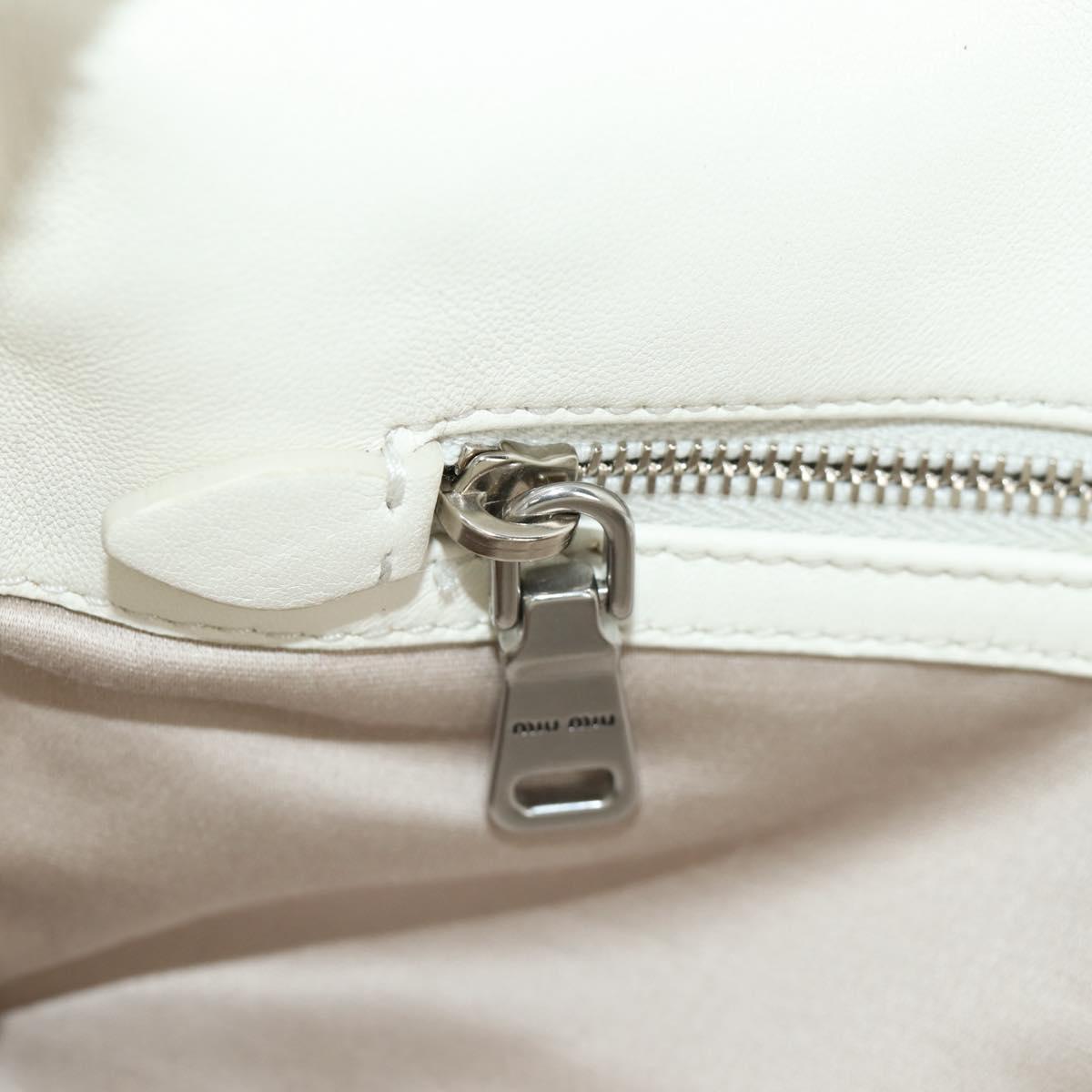 Miu Miu Chain Shoulder Bag Fur White Silver Auth 190605M