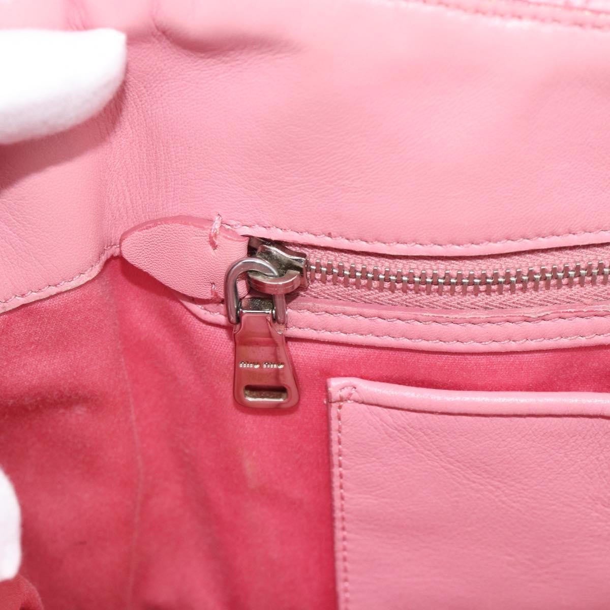 Miu Miu Matelasse Chain Shoulder Bag Leather 2way Pink Silver Auth 190606