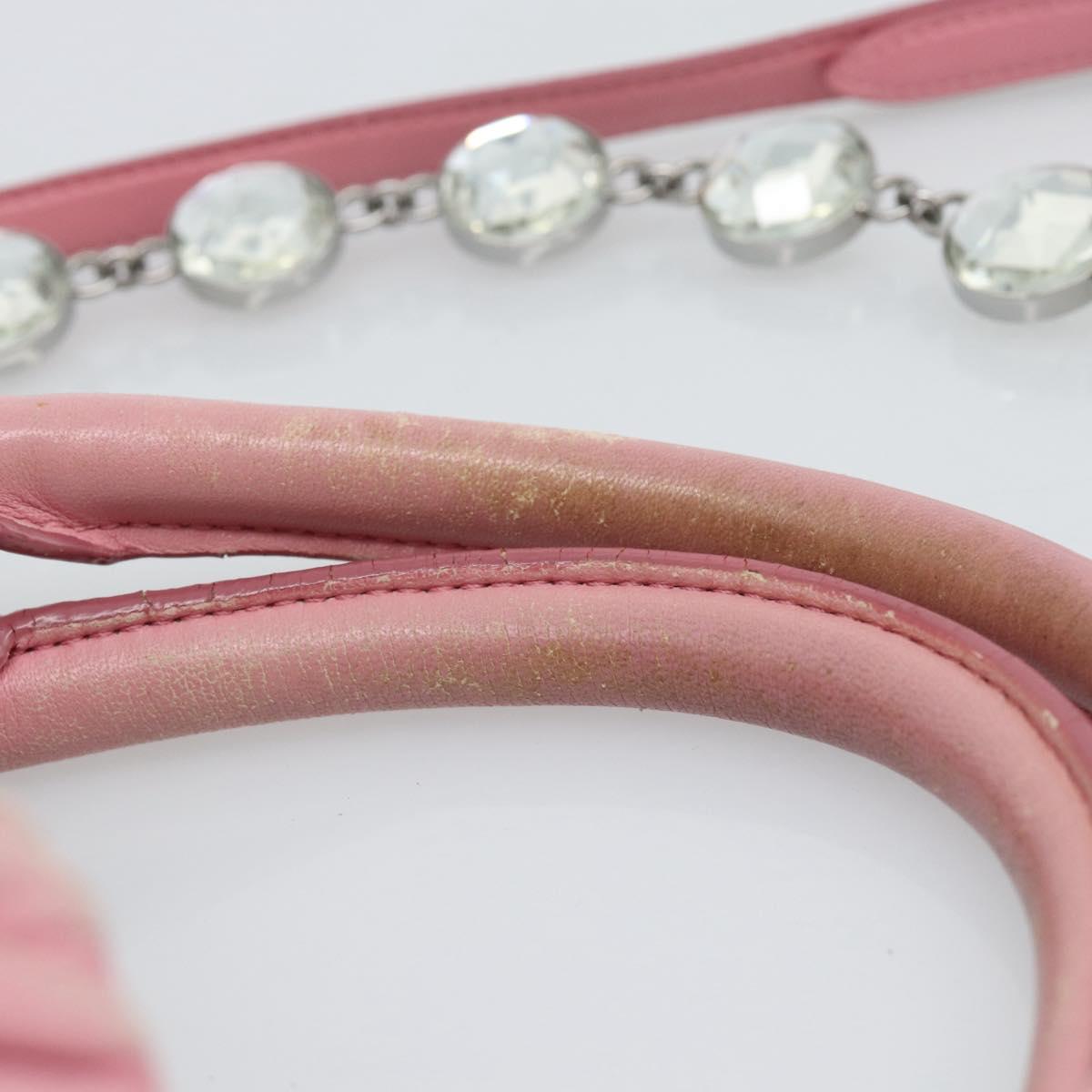 Miu Miu Matelasse Chain Shoulder Bag Leather 2way Pink Silver Auth 190606