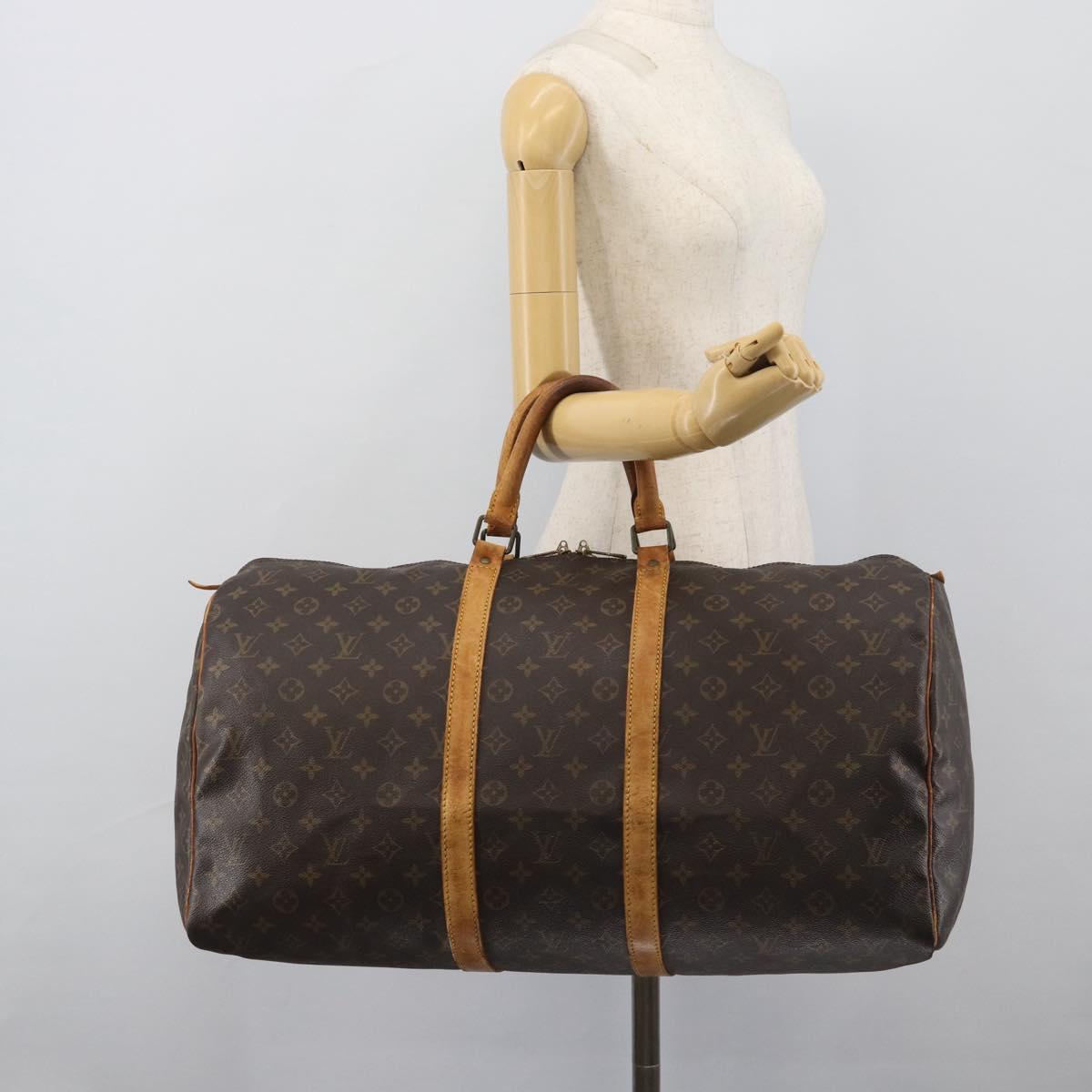 LOUIS VUITTON Monogram Keepall 55 Boston Bag M41424 LV Auth 190609