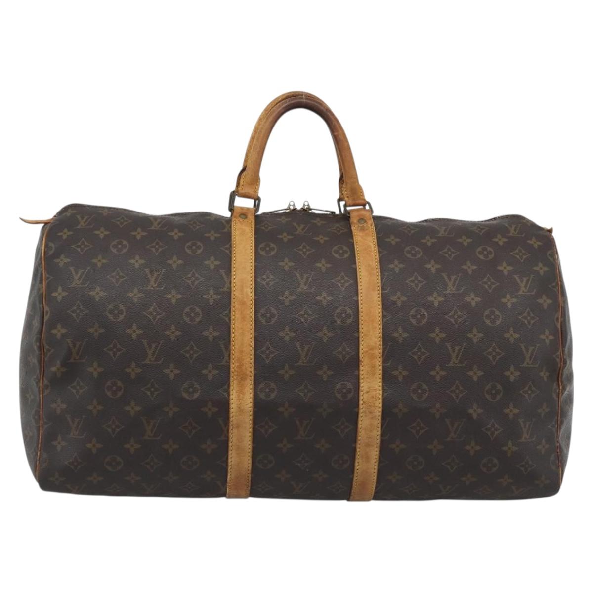 LOUIS VUITTON Monogram Keepall 55 Boston Bag M41424 LV Auth 190609