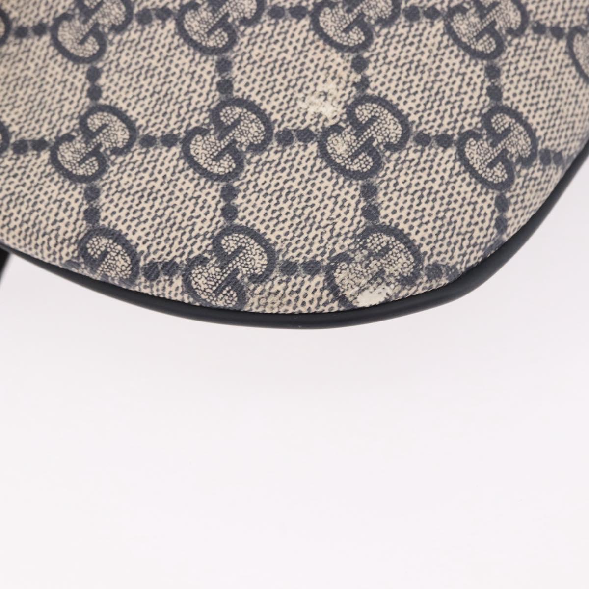 GUCCI GG Supreme Waist Bag PVC Navy Silver 233269 Auth 190610
