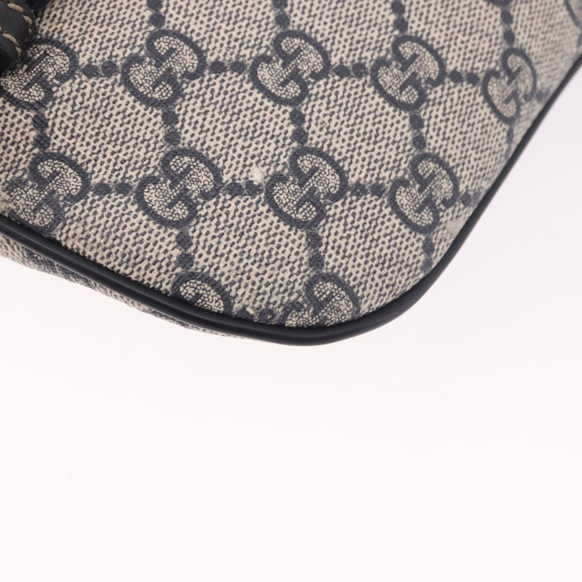GUCCI GG Supreme Waist Bag PVC Navy Silver 233269 Auth 190610