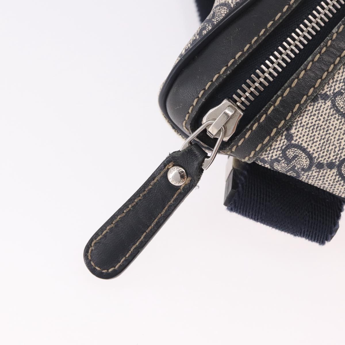 GUCCI GG Supreme Waist Bag PVC Navy Silver 233269 Auth 190610