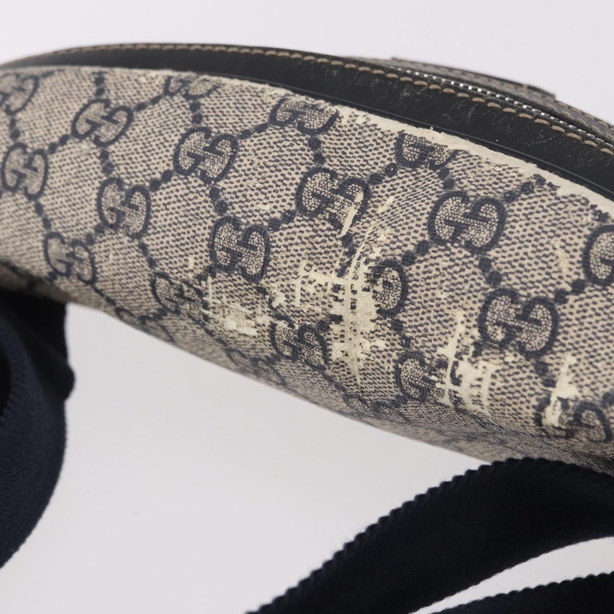 GUCCI GG Supreme Waist Bag PVC Navy Silver 233269 Auth 190610