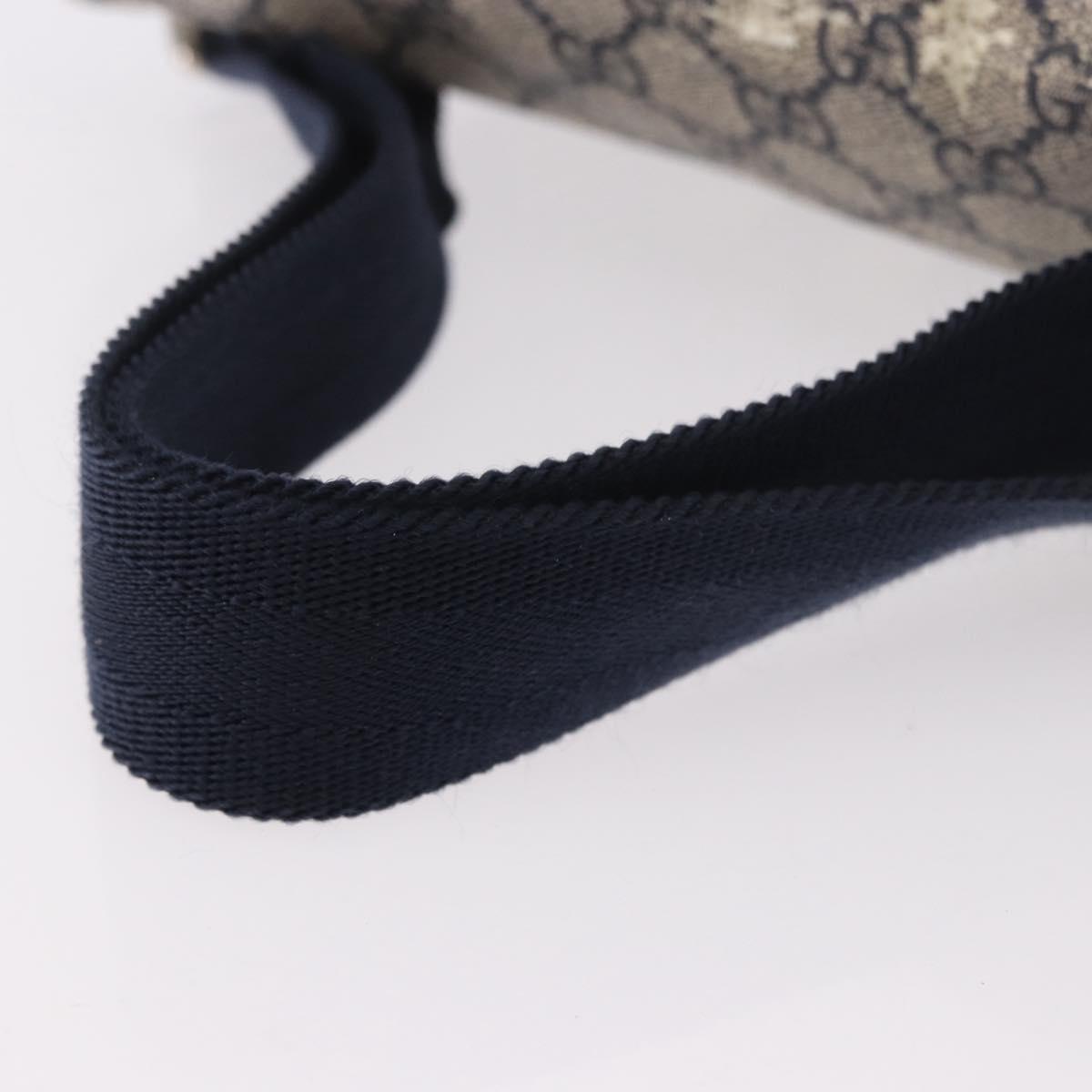 GUCCI GG Supreme Waist Bag PVC Navy Silver 233269 Auth 190610