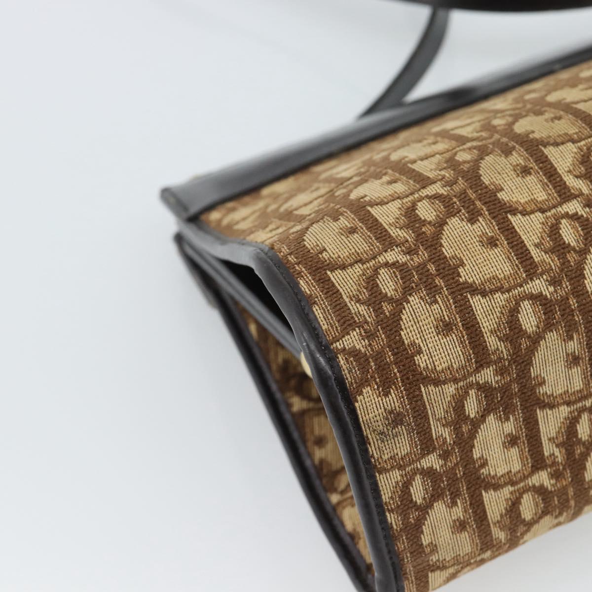 Christian Dior Trotter Canvas Shoulder Bag Beige Gold Auth 190611