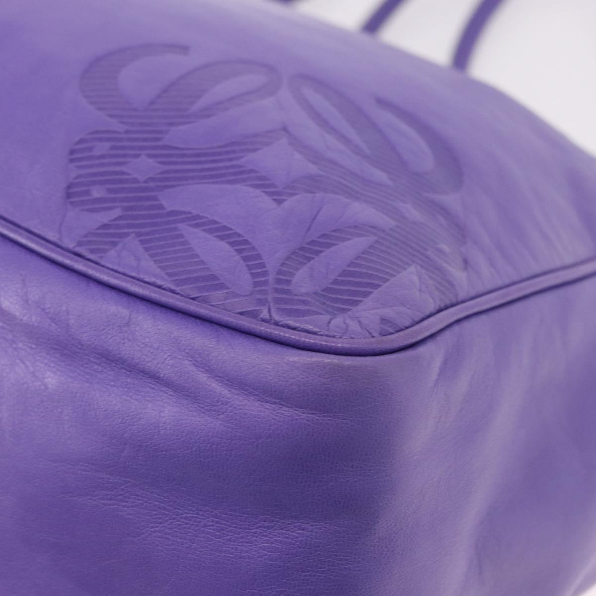LOEWE Shoulder Bag Leather Purple Gold Auth 190612V